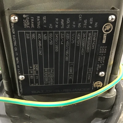 Cincinnati 100S/X3 OEM & Industrial Air Handling Fan 2850/3450 RPM 1.4/2.8 Amps