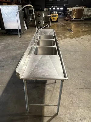 Used Eagle Used 150" Eagle Stainless 3 Compartment Sink with Faucet and Sprayer Sinks Illinois US | Falcon Restaurant Supply #1375565