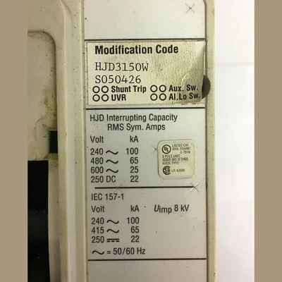 Cutler Hammer 3 Pole 250 Amp HJD 65k Breaker