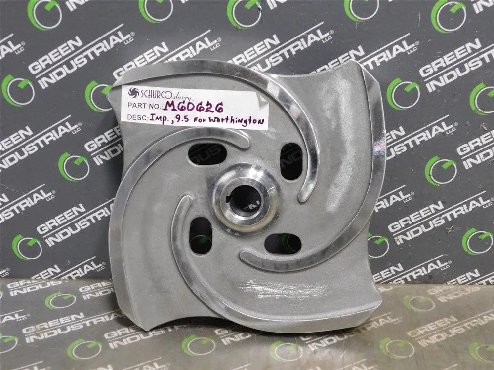 Schurco Slurry M60626 Impeller for Worthington Pump 9.5" Dia. 0.858" Bore Used