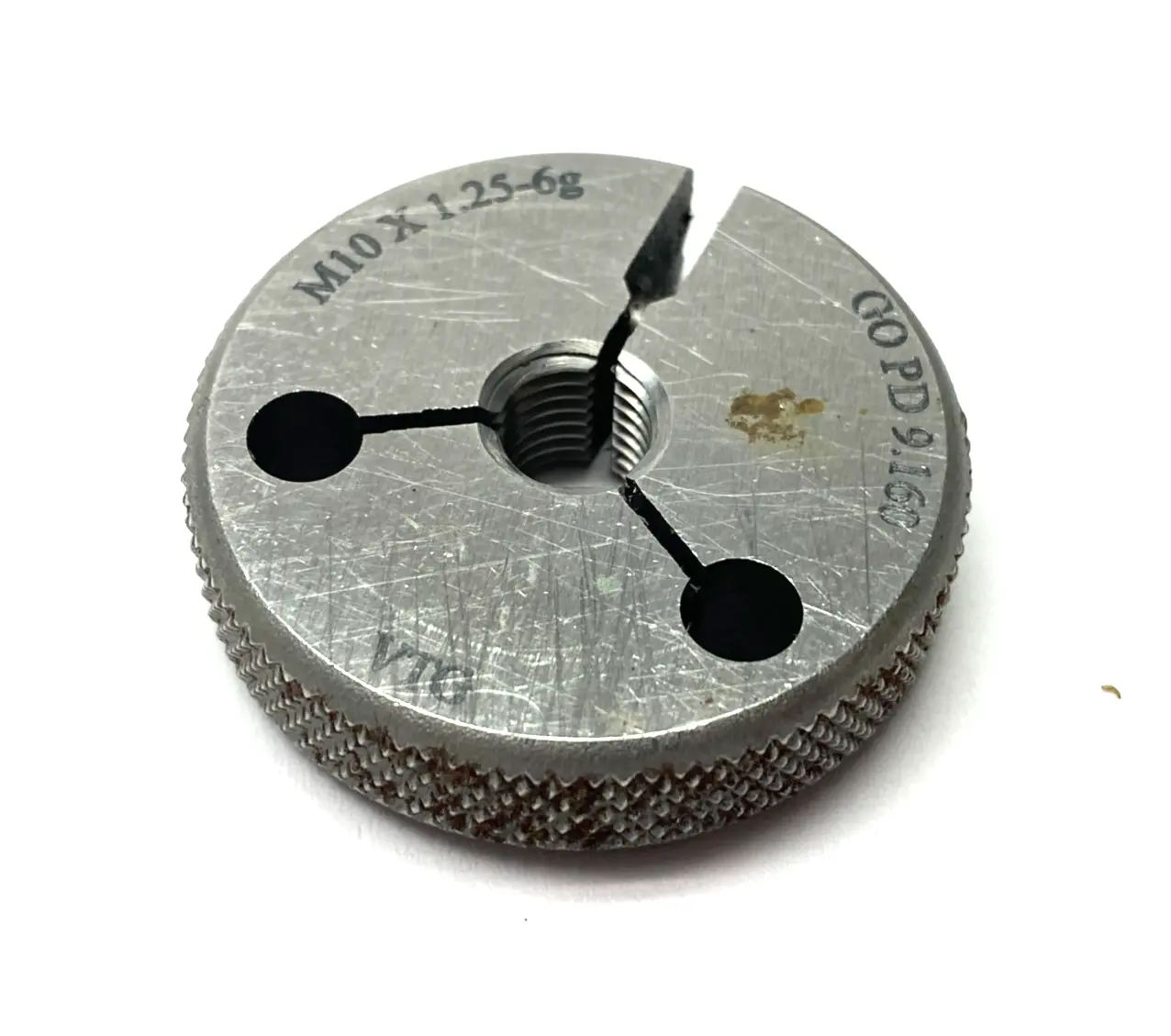 USED VERMONT GAGE THREADED RING GAUGE M10X1.25-6G GO PD 9.160