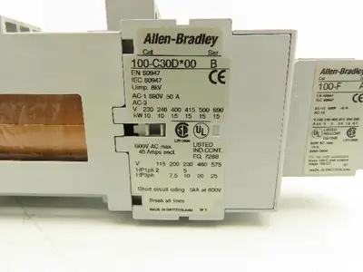 Allen Bradley 100-C30D*00 IEC Contactor 30A 3-Pole 600V 24VDC Coil  Lot of 2