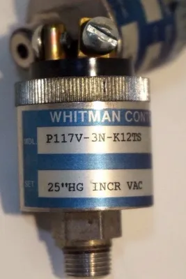 USED 2 WHITMAN CONTROLS P117V-3N-K12TS PRESSURE SWITCH P117V3NK12TS