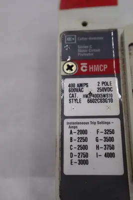 CUTLER-HAMMER HM2P400X5WS10 MOTOR CIRCUIT PROTECTOR SERIES C STOCK #3213