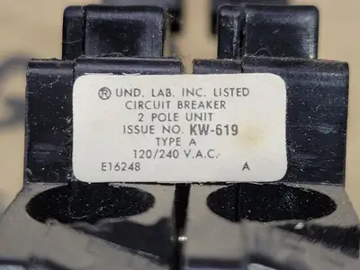 15 Amp, 2 Pole, 120/240 volts Circuit Breaker KW-619