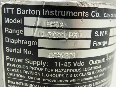 ITT Barton FHGG Flow Control Transmitter 0-7000PSI Type GP 11-45VDC