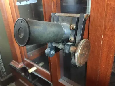 0130-385 Christian Becker Inc Wood & Glass Case Balance Beam Scale