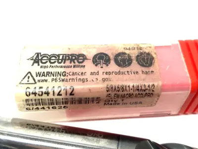 USED ACCUPRO SQUARE END MILL: 5/8" DIA, 1-1/4" LOC, 4 FLUTE, SOLID CARBIDE