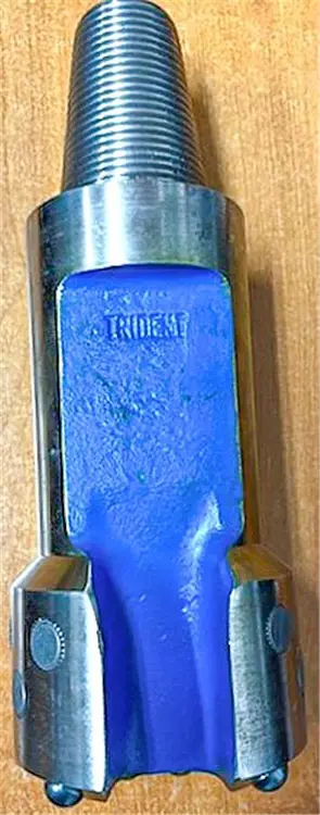 New | in-Stock TRIDENT SUPREME 4" FLAT FACE CARBIDE BUTTON CABLE TOOL DRILL BIT, 1-5/8' X 2-5/8" - 7 API PIN THREAD Drills Pennsylvania US | East West Machinery & Drilling #1485564