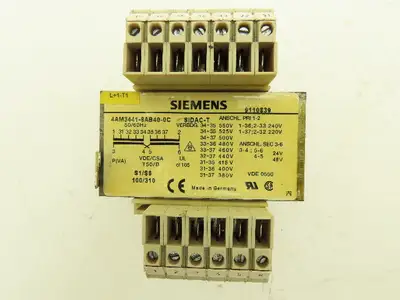 Siemens 4AM3441-8AB40-0C SIDAC-T Transformer 220-550v Pri 24/48v Sec 160VA