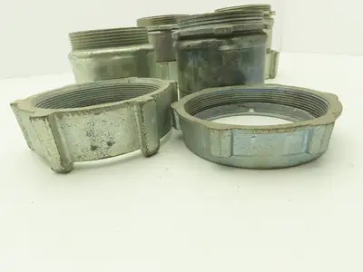 3 1/2" EMT Conduent Compression Connector Steel W Cast Iron Nut Lot of 4