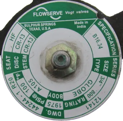 NEW FLOWSERVE 3/4"-800 GLOBE VALVE 12141
