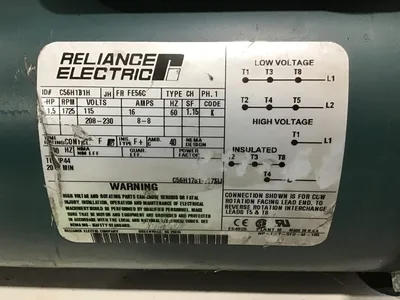 Reliance Electric Motor C56H1B1H RPM 1725 HP 1.5 Hz 60