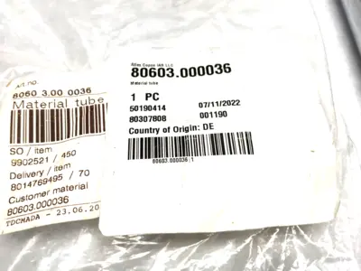 USED ATLAS COPCO MATERIAL TUBE