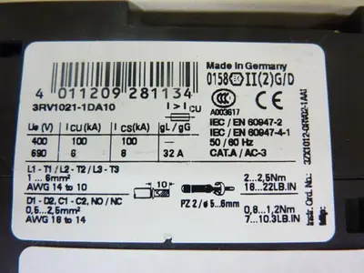 USED SIEMENS 3RV1021-1DA10