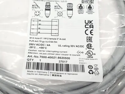 New | in-Stock Murrelektronik 7000-40021-8620500 Cable & Wire Michigan US | Maverick Industrial Sales #1494032