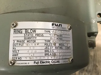 FUJI Electric VFC502A Ring Blow 3 Phase Motor 60Hz 480V 3.1Amp