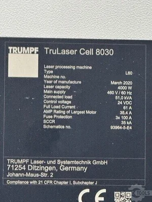 Used 2020 TRUMPF TRULASER CELL 8030 Laser Welders Georgia US | The Equipment Hub #1371476