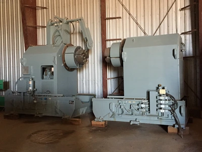 75,000 lb SESCO Twin Mandrel Un-coiler; 84" wide. Mfg. 1982