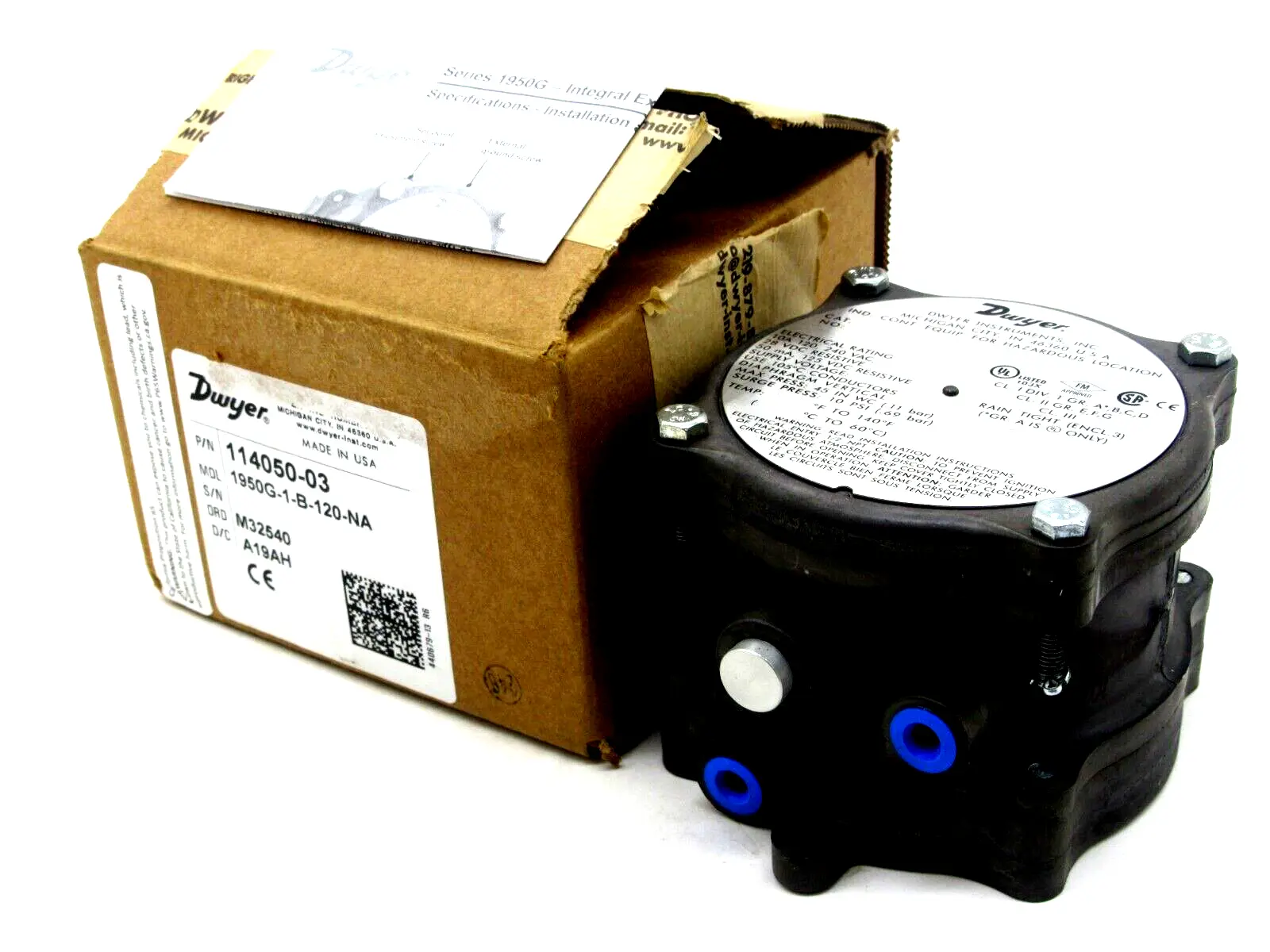 NEW DWYER 1950G-1-B-120-NA DIFFERENTIAL PRESSURE SWITCH 1950G1B120NA