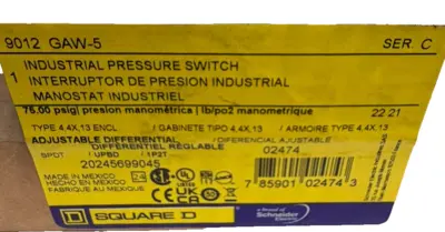 NEW SQUARE D 9012-GAW-5 PRESSURE SWITCH SER. C 9012GAW5