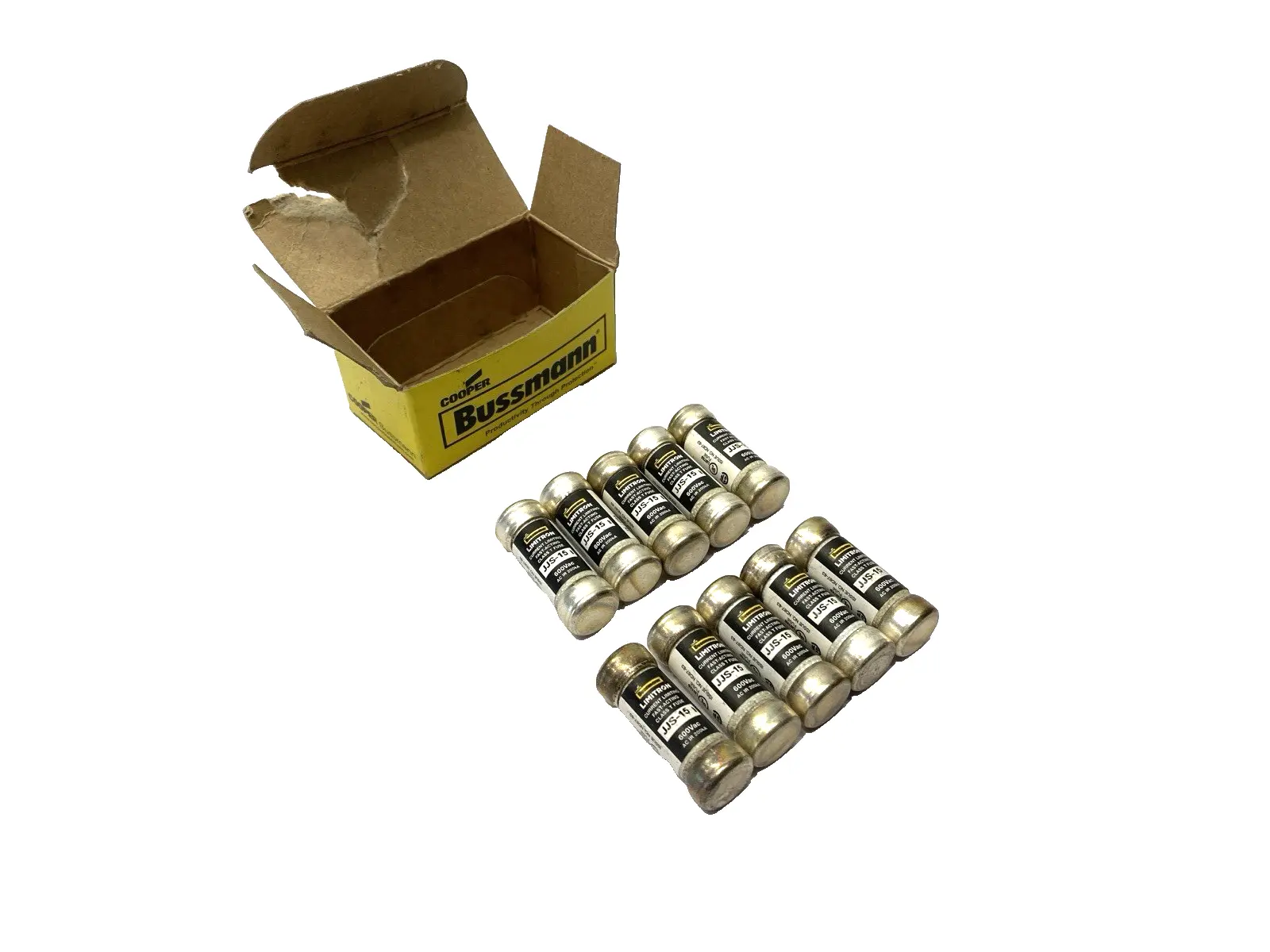 USED COOPER BUSSMANN LIMITRON FAST-ACTING FUSE CLASS T 600VAC 15A BOX OF 10