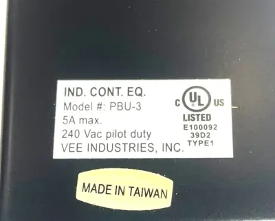 NEW VEE INDUSTRIES PBU-3 PUSH BUTTON STATION PBS-3 PBU3