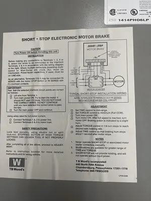 TB WOODS SS-4A-60 SHORT-STOP, 60 HP, 460 VOLT ELECTRIC BRAKE