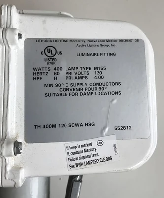 USED Lithonia Lighting TH 400M 120 SCWA HSG