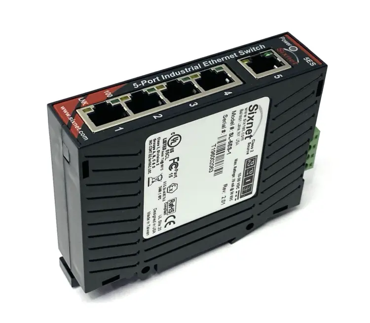 Used HMS NETWORKS SIXNET UNMANAGED 5-PORT INDUSTRIAL ETHERNET SWITCH Network Switches Michigan US | Maverick Industrial Sales #1092754
