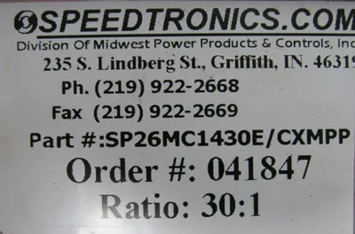 NEW MIDWEST POWER PRODUCTS SP26MC1430E/CXMPP GEAR REDUCER 30:1