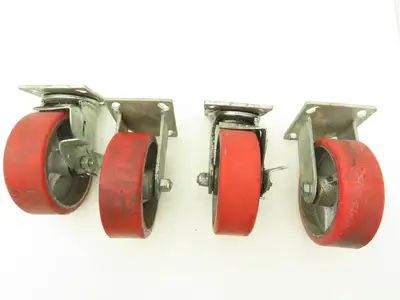 Glide Max 6" Caster Wheels Poly Set of (4) 2-Swivel w Lock & (2)-Fixed Lot of 4