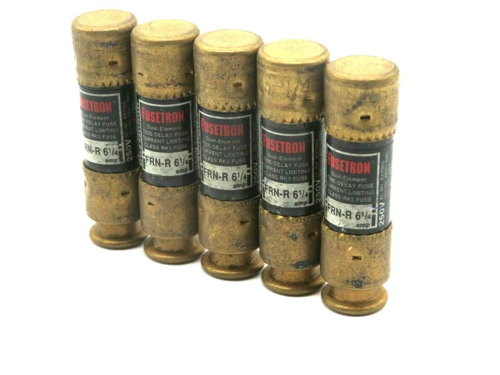 NEW LOT OF 5 FUSETRON FRN-R-61/4 FUSES FRNR614