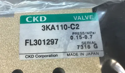 CKD 3KA110-M5-C2-FL301297-DC24V Solenoid Valve 24VDC 6D