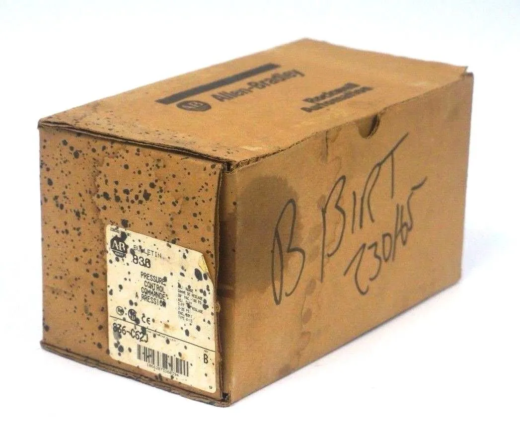 NEW ALLEN BRADLEY 836-C62J PRESSURE CONTROL SWITCH SER. B, 836C62J