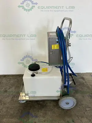 USED LAFFERTY PORTABLE 14 G AIRLESS FOAM HOSE DROP STATION  W/ NOCO BATTERY CHARGER
