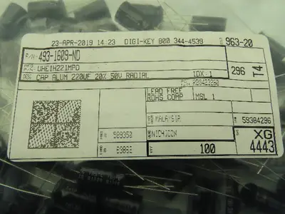 Nichicon 493-1609-ND Aluminum Capacitor 220uF 50V  LOT OF 68