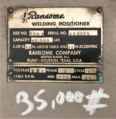 USED RANSOME WELDING POSITIONERS 400P