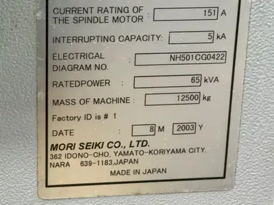 Used 2003 MORI SEIKI NH5000/40 Horizontal Machining Centers Ohio US | HGR 24 #1287378
