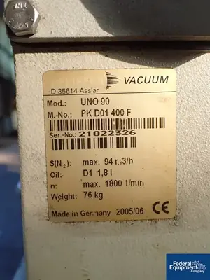 USED Pfeiffer Vacuum Pfeiffer Vacuum System, Model WPC800, 754 CFM