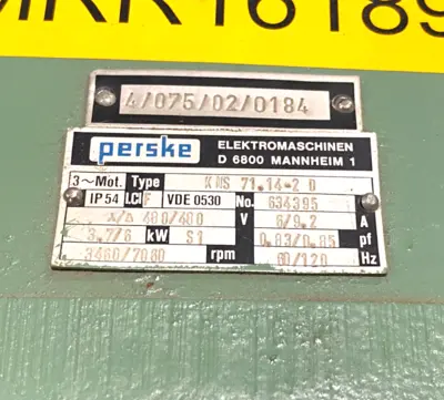 USED PERSKE 3-PHASE MOTOR 3460/7060RPM 480V