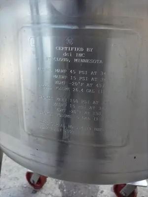 Tank, 26 Gallon (100 Liter), DCI, Stainless Steel, Fermenter, #5991467
