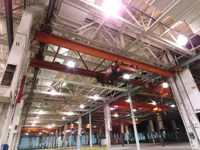 Cleveland Tramrail P&H 11 Ton Double Girder Underhung Bridge Crane 34' 10" Span