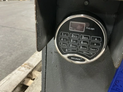 Safe not fire rated with key pad code on handle 25” x 23” x 28”