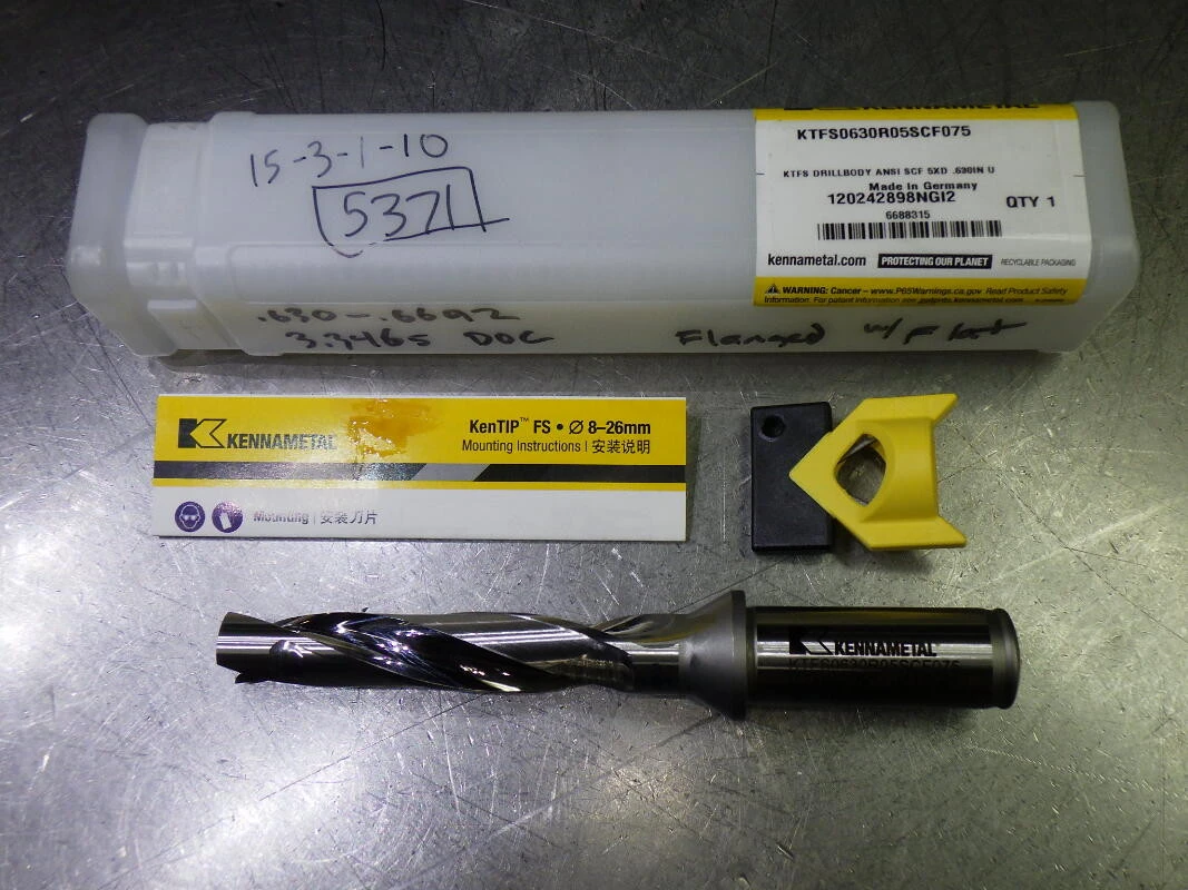 Kennametal .630" Coolant Thru 5xD Drill 3/4" Shank KTFS0630R05SCF075 (LOC1285B)
