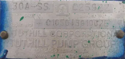 REFURBISHED TUTHILL 30A-SS PUMP 01054301902E 30ASS