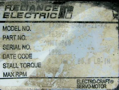 REFURBISHED RELIANCE ELECTRIC 1326AS-B460F-21-K4 SERVO MOTOR 1326ASB460F21K4