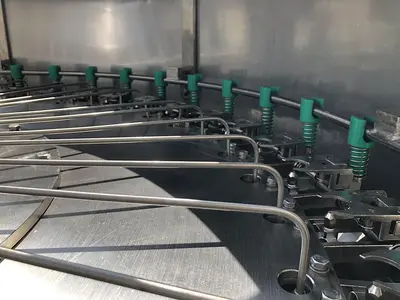 USED 2017 ZHANG J IAGANG, BEIJING CHINA TRI-BLOCK 40 VALVE BOTTLE RINSER, FILLER, CAPPER