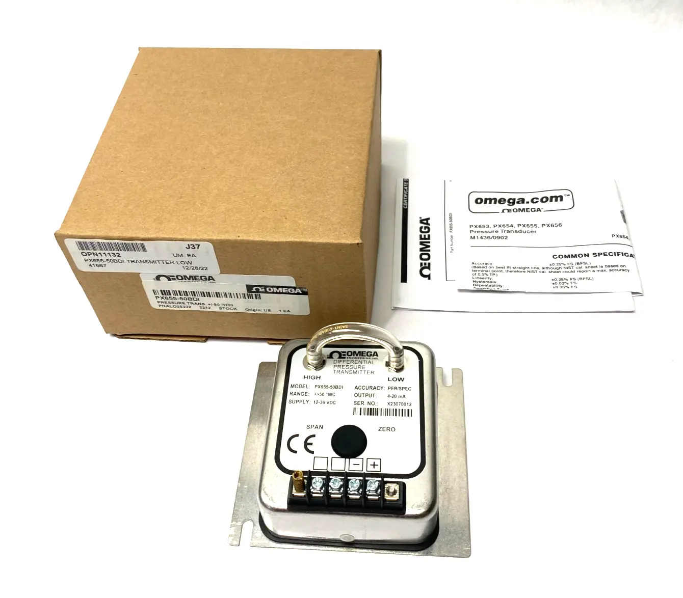 USED OMEGA DIFFERENTIAL LOW PRESSURE TRANSMITTER, BI-DIRECTIONAL