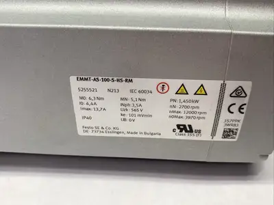Used Festo Servo Motor 680V 1450W 6.3Nm Torque 5255521 Servo Motors Michigan US | Maverick Industrial Sales #1441213